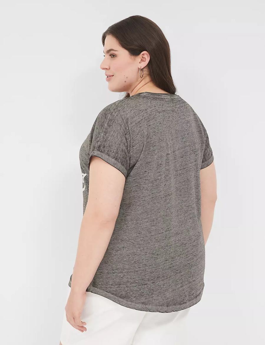 μπλουζακια γυναικεια Lane Bryant Probably Late For Something Graphic Tee γκρι | JOL8291DR