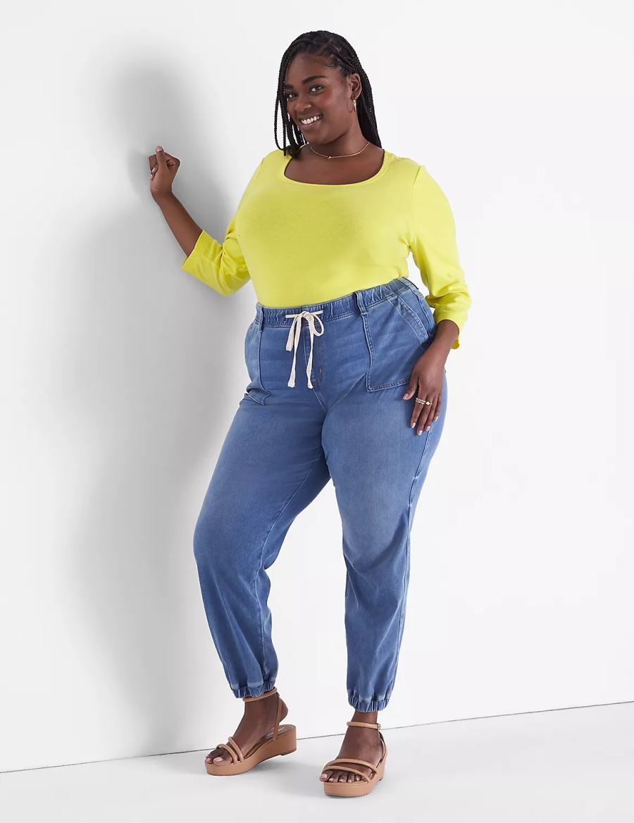 Τζιν γυναικεια Lane Bryant Pull-On Boyfriend Jogger μπλε | EMI148WU