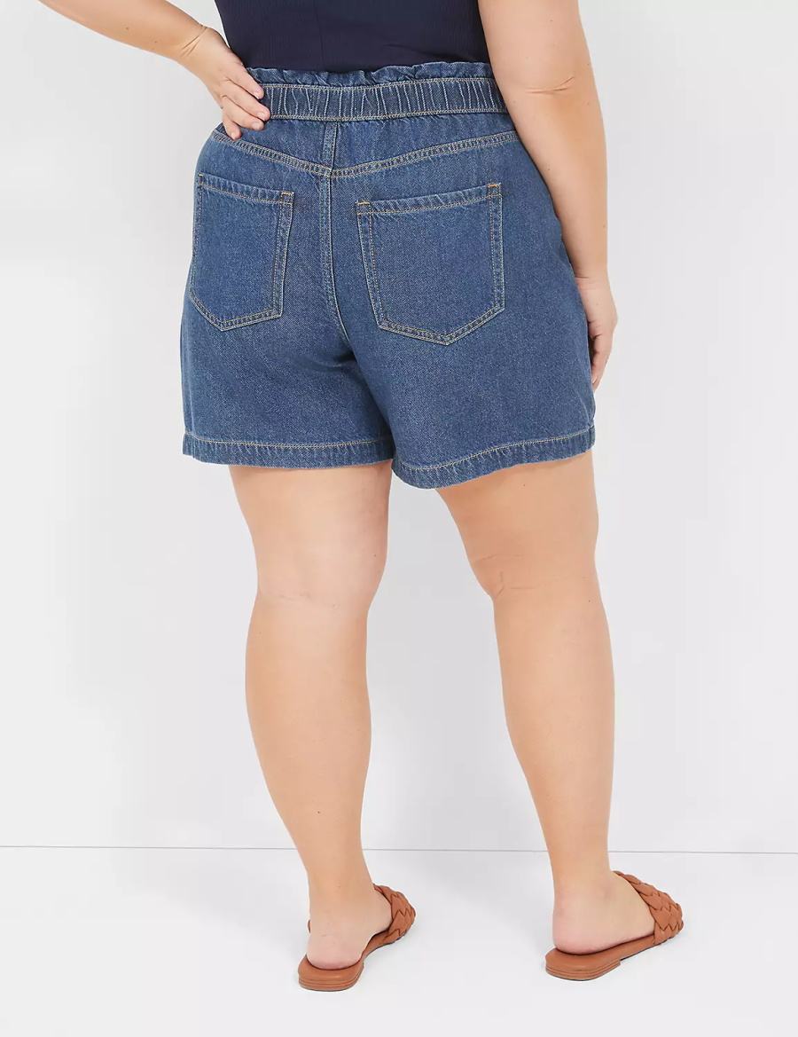 Σορτσ γυναικεια Lane Bryant Pull-On Fit Flirty Jean μπλε | WOL298QJ