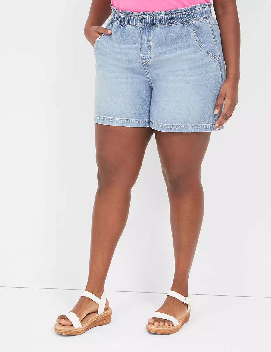 Σορτσ γυναικεια Lane Bryant Pull-On Fit Flirty Jean ανοιχτο μπλε | KZV3136IW