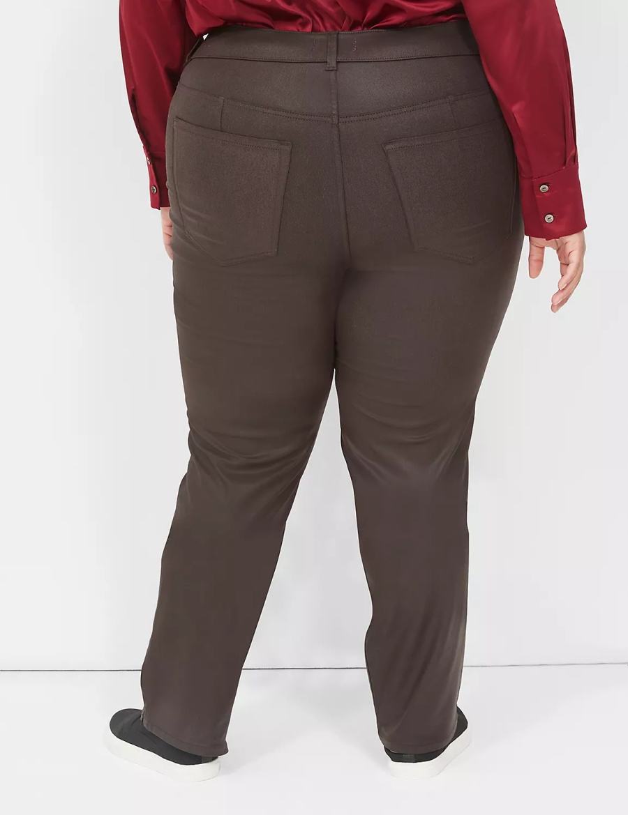 Τζιν γυναικεια Lane Bryant Pull-On High-Rise Straight Coated σοκολάτα | OGW513MC