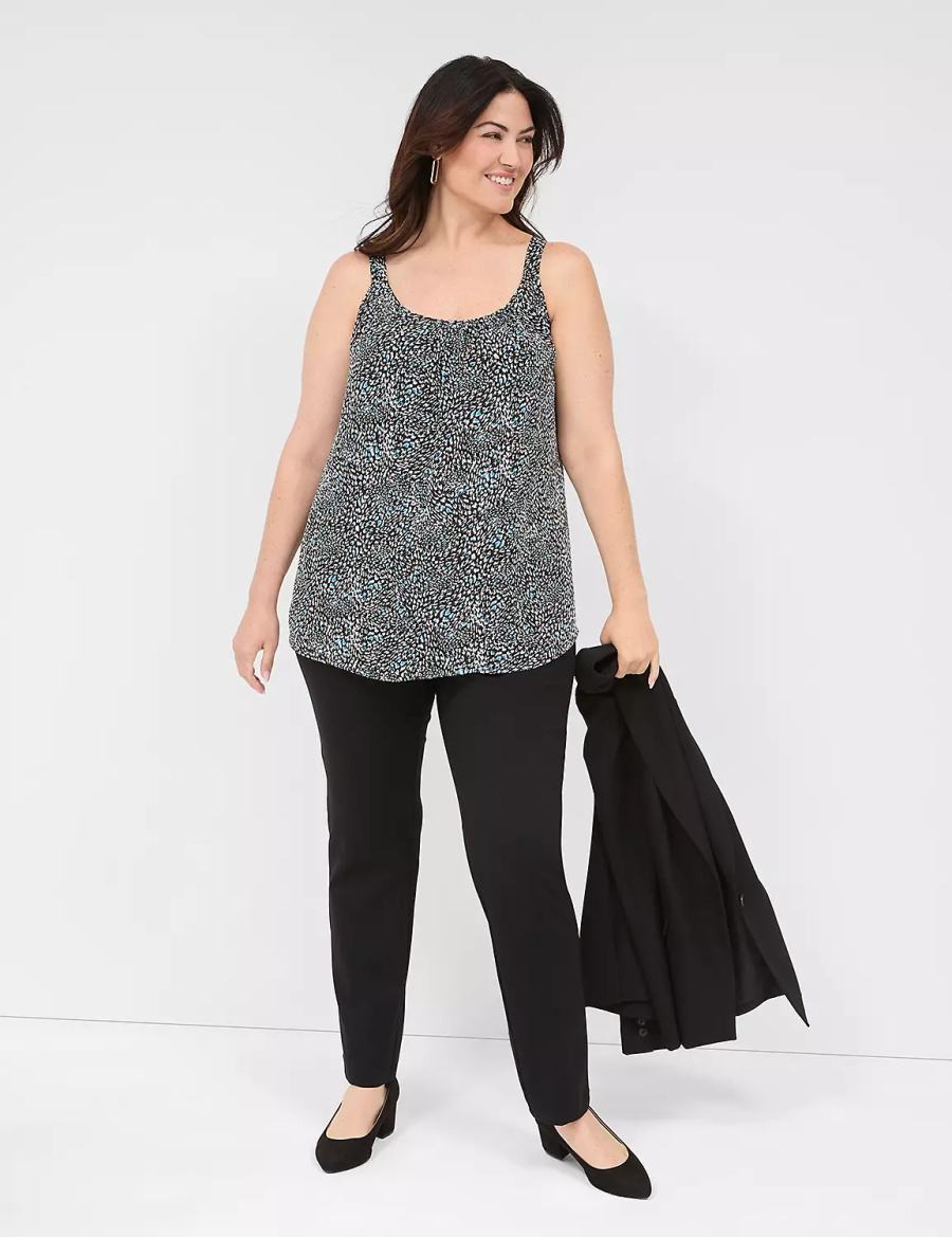 Παντελονι γυναικεια Lane Bryant Pull-On Ponte Straight μαυρα | HRV1772NW