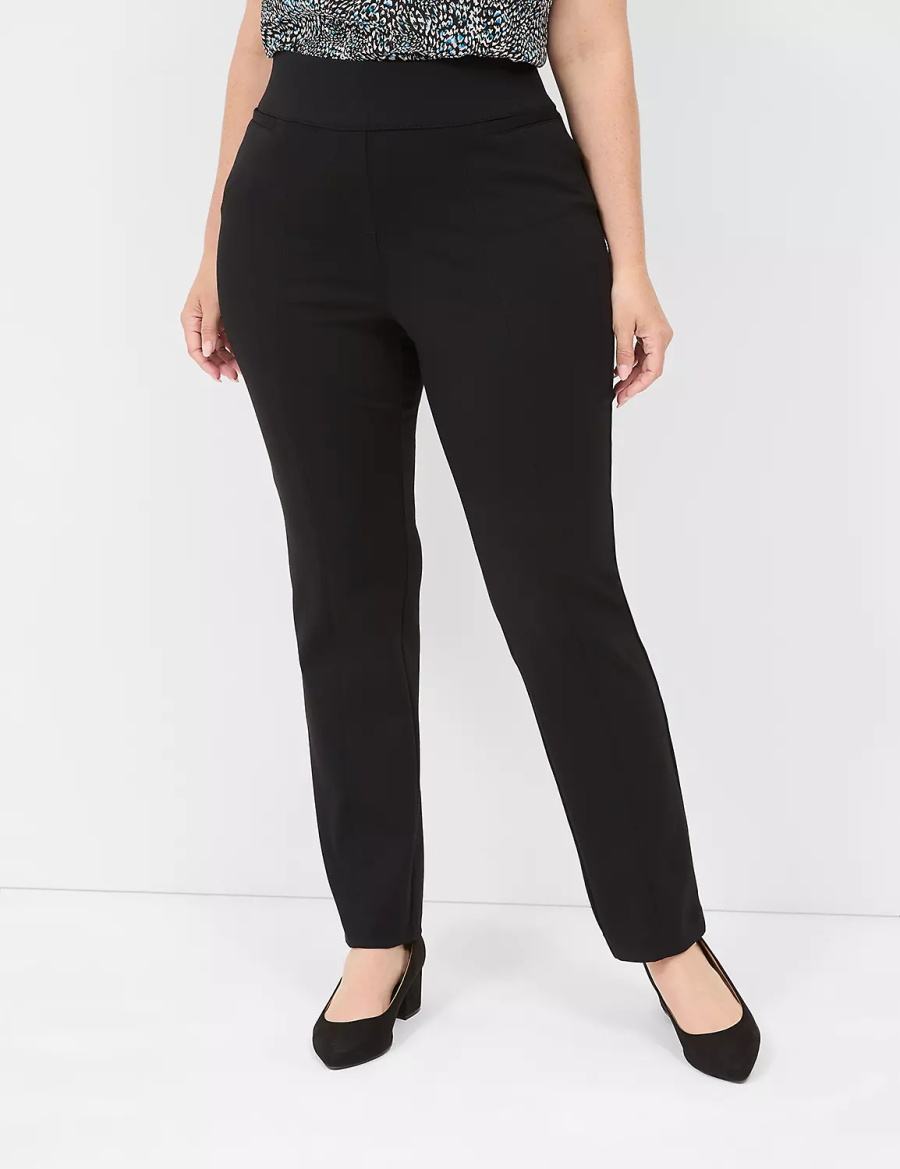 Παντελονι γυναικεια Lane Bryant Pull-On Ponte Straight μαυρα | HRV1772NW