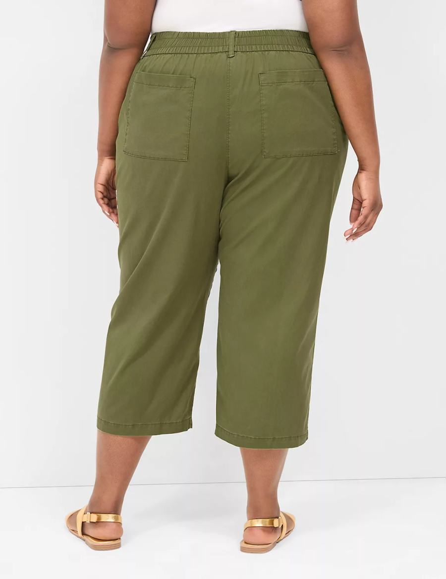 Παντελονι γυναικεια Lane Bryant Pull-On Soft Twill Capri πρασινο | ABG7052EY