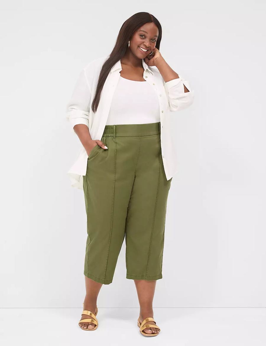 Παντελονι γυναικεια Lane Bryant Pull-On Soft Twill Capri πρασινο | ABG7052EY