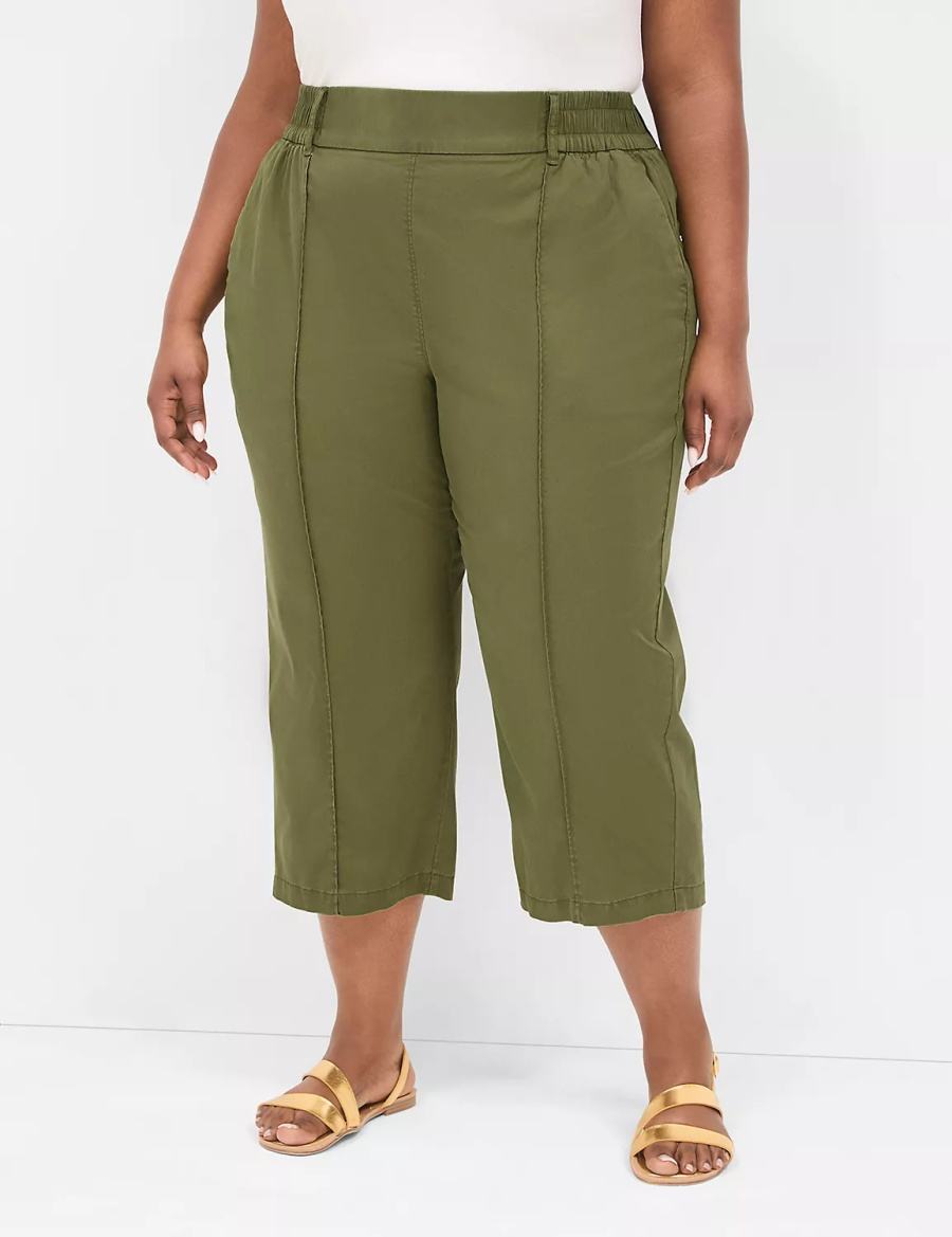 Παντελονι γυναικεια Lane Bryant Pull-On Soft Twill Capri πρασινο | ABG7052EY