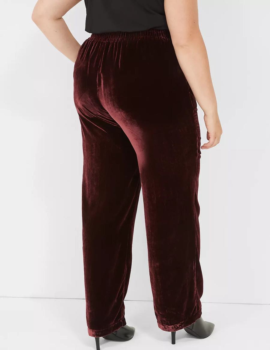 Παντελονι γυναικεια Lane Bryant Pull-On Velvet Straight Leg μπορντο | ZLF563NQ