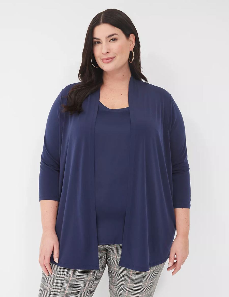 Μπουρνούζι γυναικεια Lane Bryant Relaxed 3/4-Sleeve Overpiece μπλε | LFI2748QB