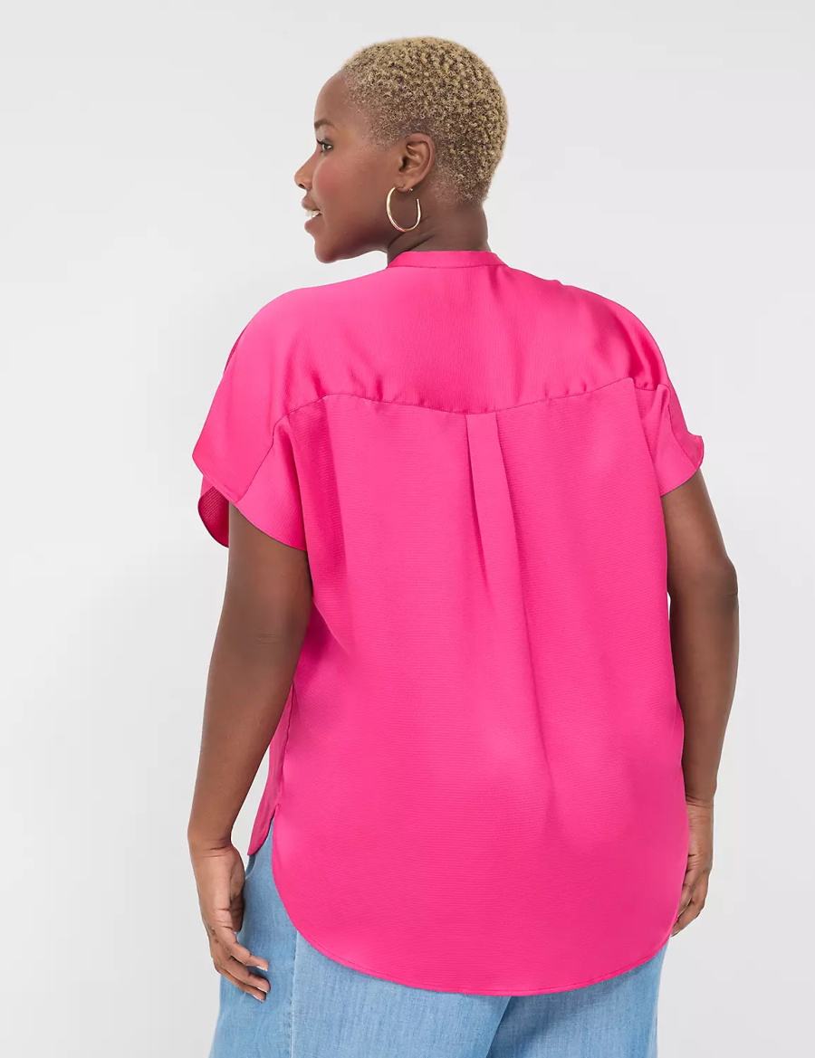 Μπλουζα γυναικεια Lane Bryant Relaxed Split-Neck Popover ροζ | JGW9337WE