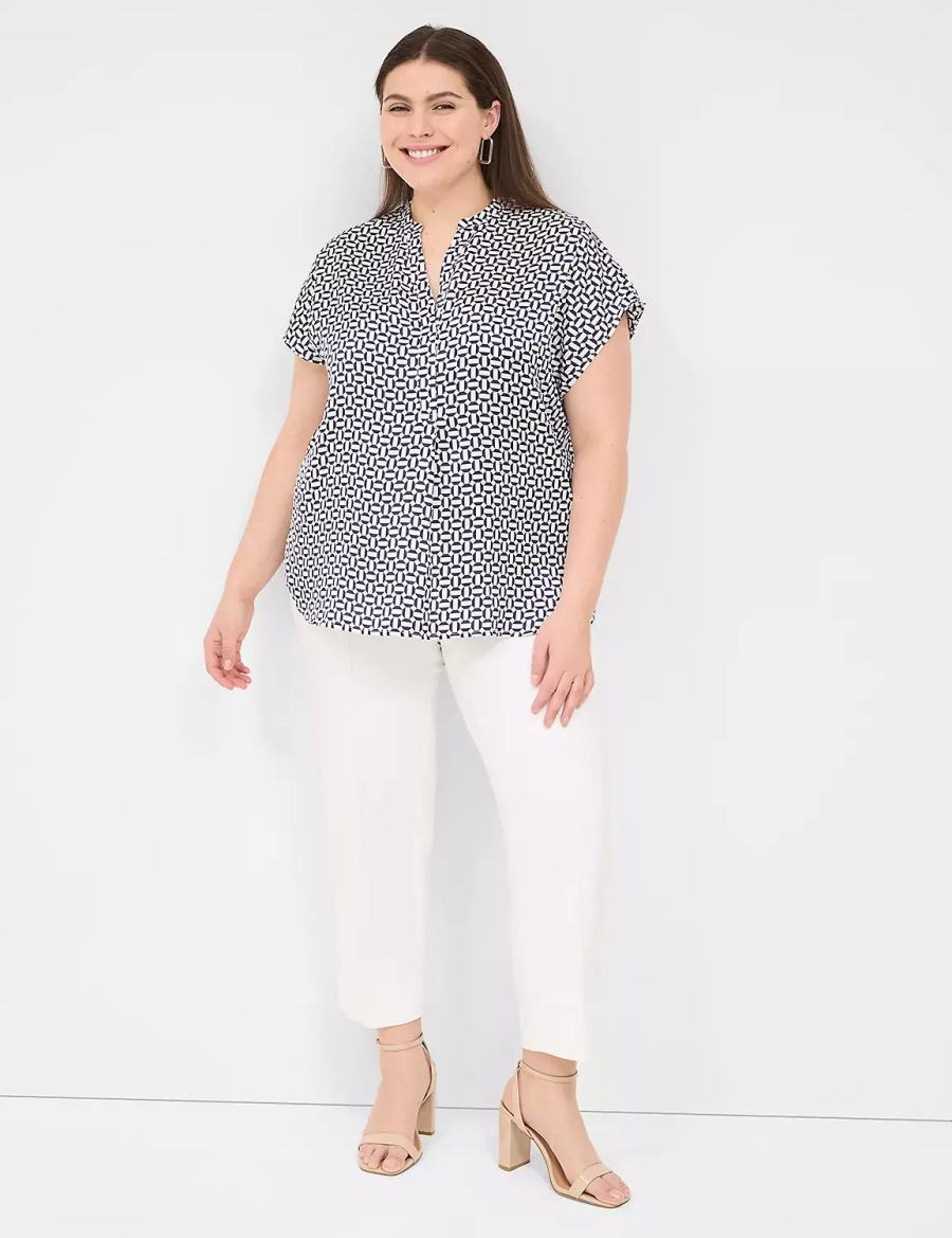 Μπλουζα γυναικεια Lane Bryant Relaxed Split-Neck Popover σκουρο μπλε | WCQ2150AI