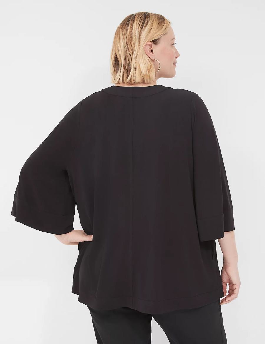 Μπουρνούζι γυναικεια Lane Bryant Relaxed Wide 3/4-Sleeve Overpiece μαυρα | HPN3281FO