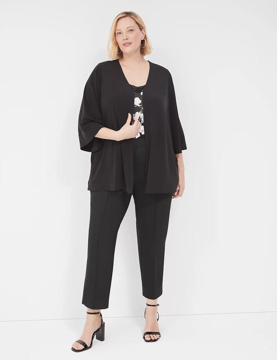 Μπουρνούζι γυναικεια Lane Bryant Relaxed Wide 3/4-Sleeve Overpiece μαυρα | HPN3281FO