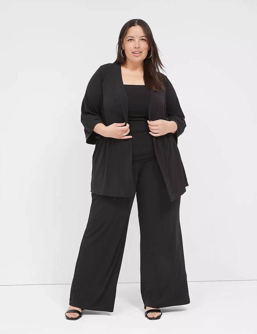 Μπουρνούζι γυναικεια Lane Bryant Relaxed Wide 3/4-Sleeve Overpiece μαυρα | HPN3281FO