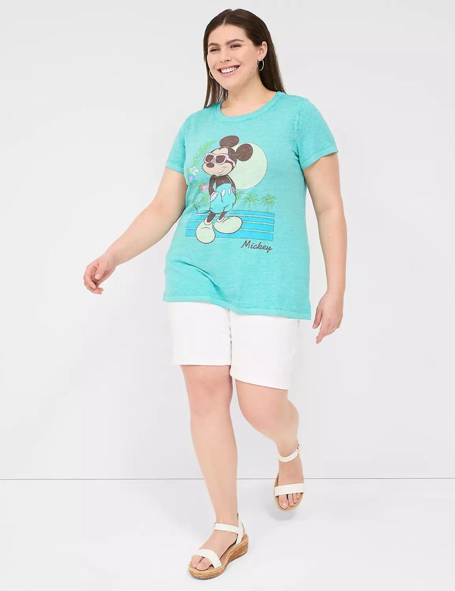 μπλουζακια γυναικεια Lane Bryant Rhinestone Mickey Graphic Tee πρασινο | XLT54YT