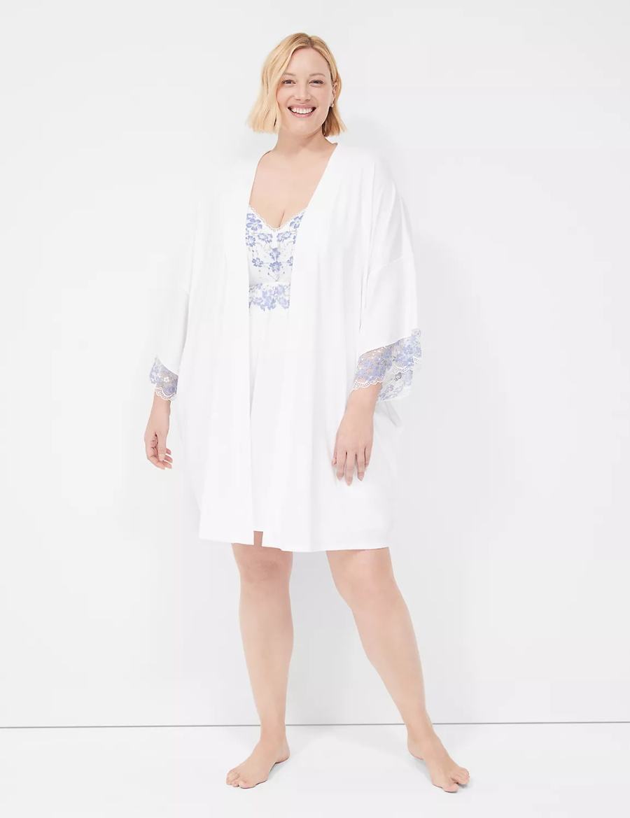 Μπουρνούζι γυναικεια Lane Bryant Romance Lace-Trim ασπρα | WTP4329FB