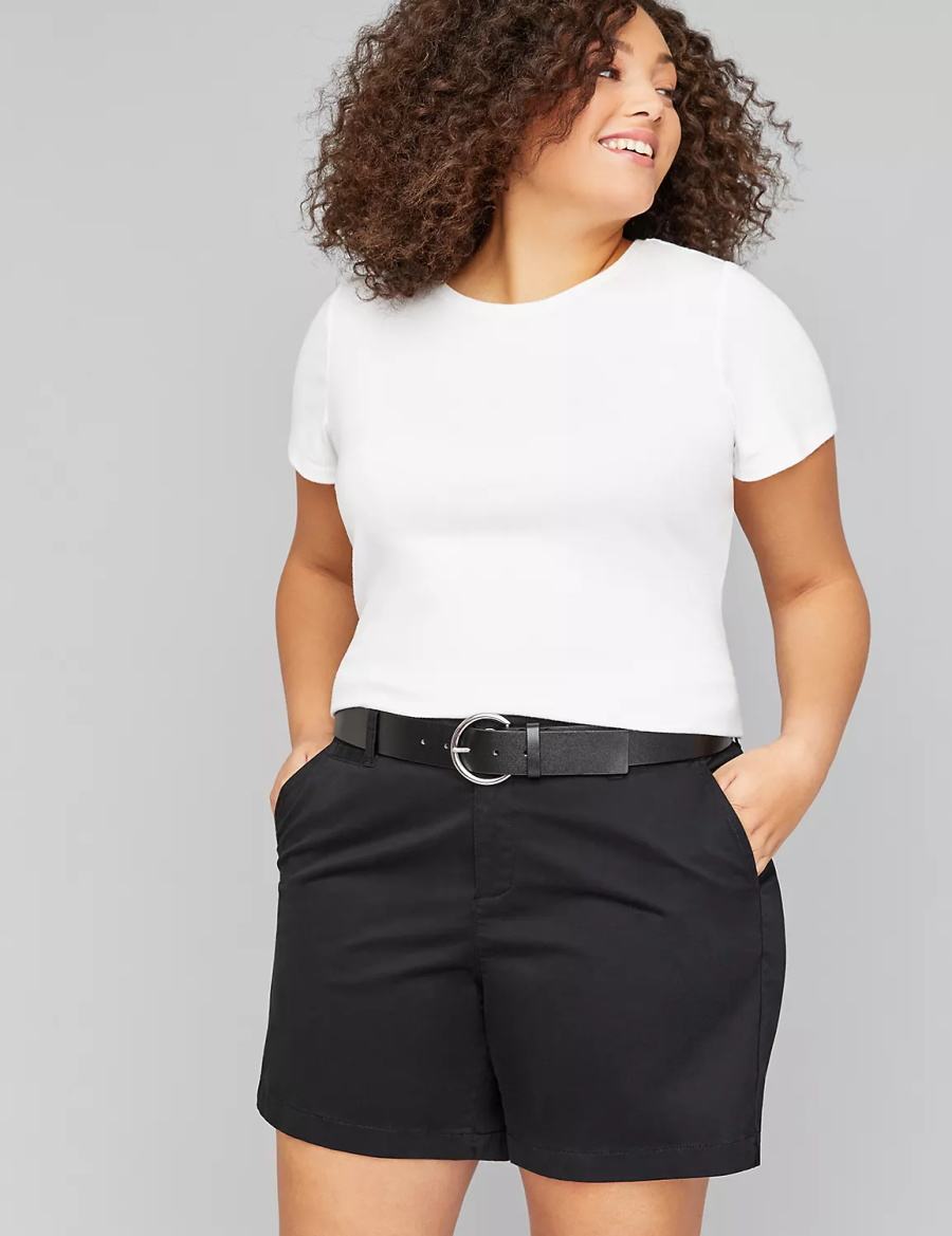 ζωνη γυναικεια Lane Bryant Round Buckle μαυρα | NRI9219YG