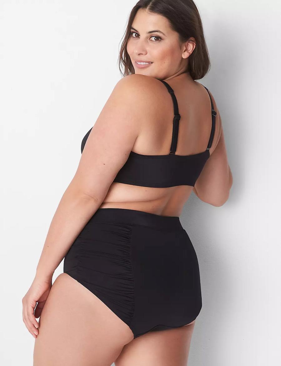 Κιλότα γυναικεια Lane Bryant Ruched Swim μαυρα | RAI985LR