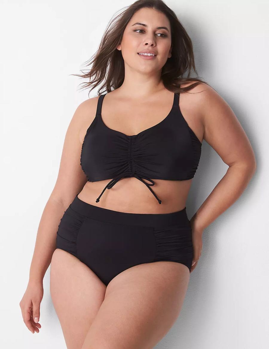 Κιλότα γυναικεια Lane Bryant Ruched Swim μαυρα | RAI985LR