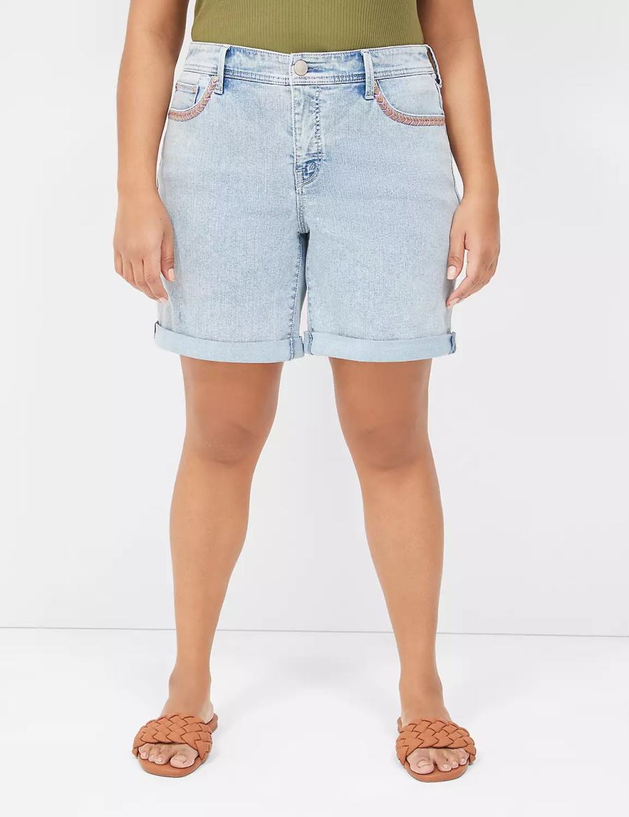 Σορτσ γυναικεια Lane Bryant Seven7 Weekender Jean With Colorful Stitching μπλε | BAO7578SS