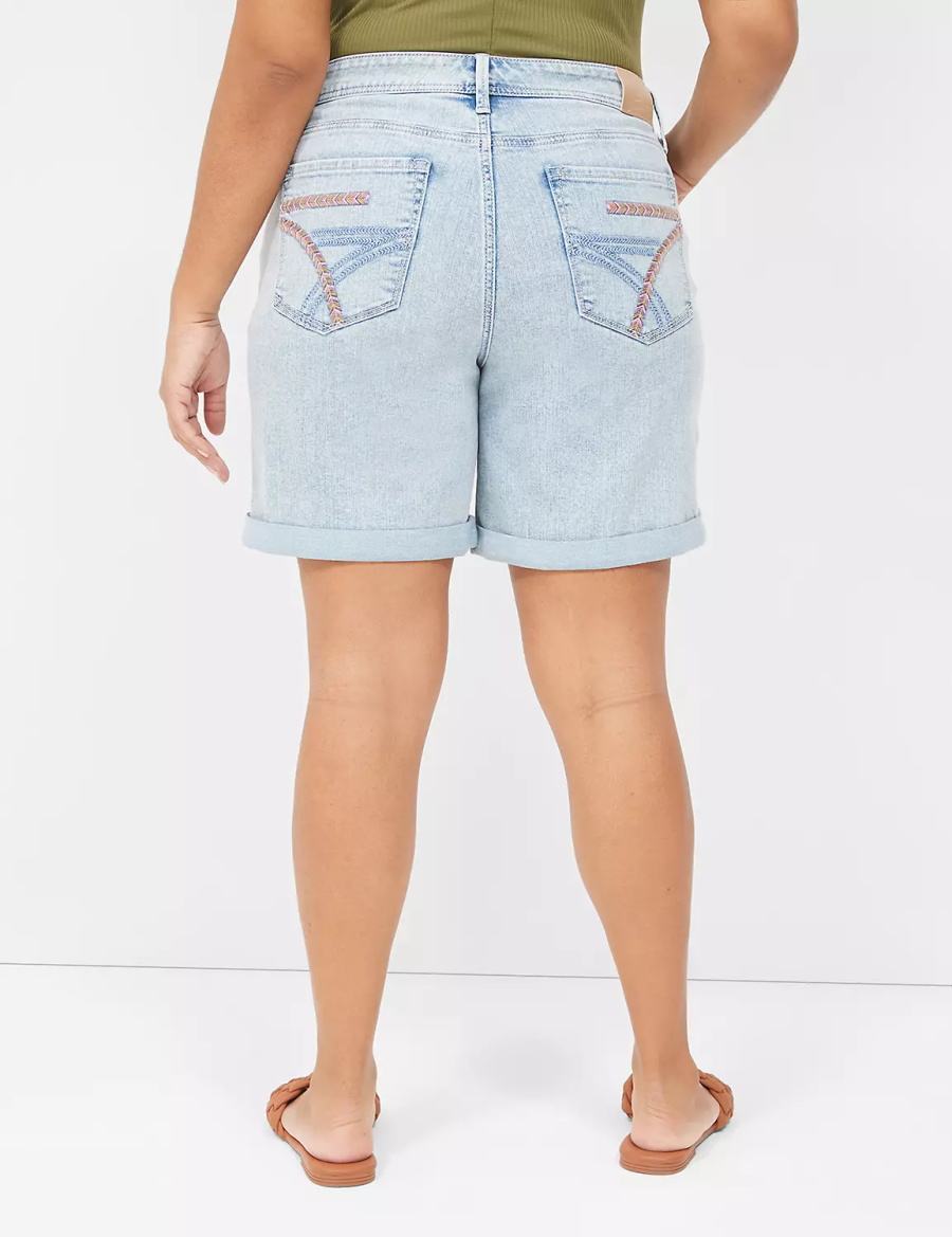 Σορτσ γυναικεια Lane Bryant Seven7 Weekender Jean With Colorful Stitching μπλε | BAO7578SS