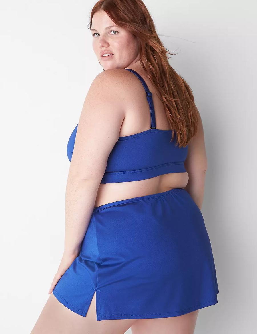 φουστεσ γυναικεια Lane Bryant Shimmer Slitted Swim μπλε | JGA6140ZQ