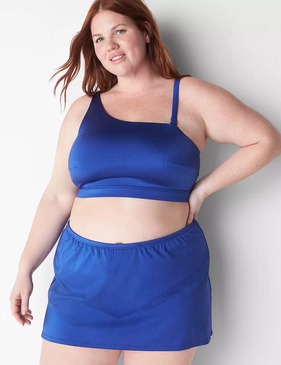 φουστεσ γυναικεια Lane Bryant Shimmer Slitted Swim μπλε | JGA6140ZQ