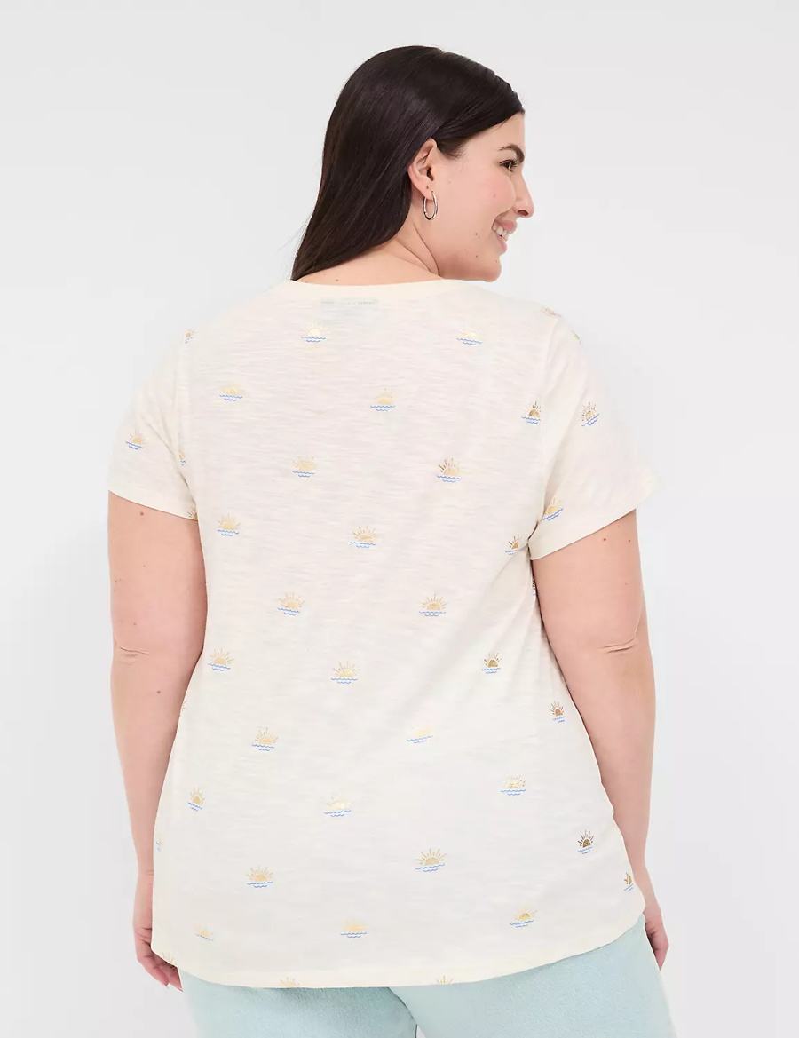 μπλουζακια γυναικεια Lane Bryant Shimmer Sunshine Graphic Tee ασπρα | MLY7173VV