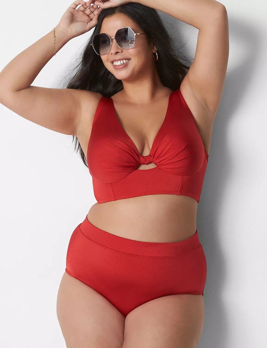 Κιλότα γυναικεια Lane Bryant Shimmer Swim κοκκινα | GUQ6934YS