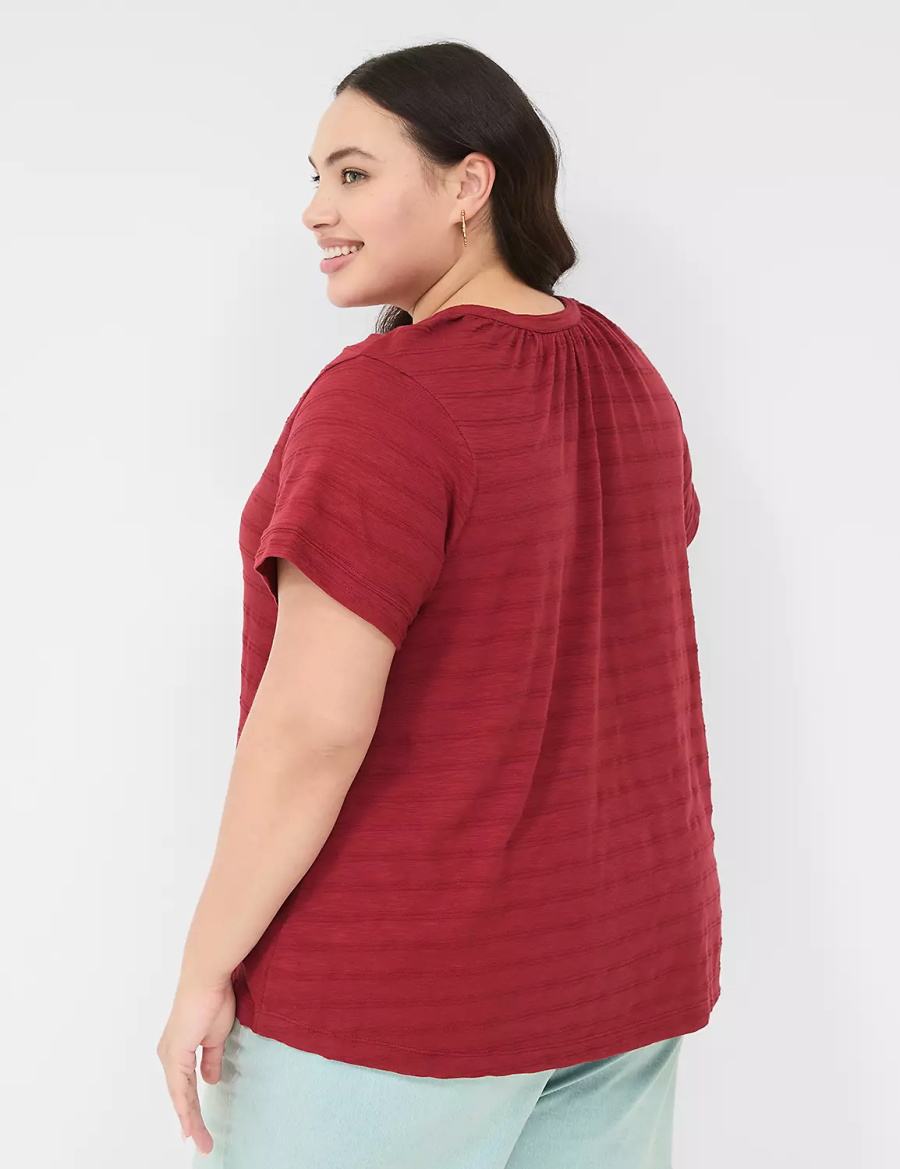 μπλουζακια γυναικεια Lane Bryant Short-Sleeve Button-Down Top βαθυ κοκκινα | SQA1981RJ