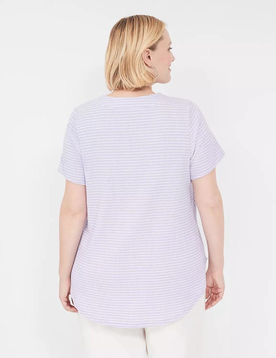 μπλουζακια γυναικεια Lane Bryant Short-Sleeve V-Neck Top μωβ | AMJ3323EW