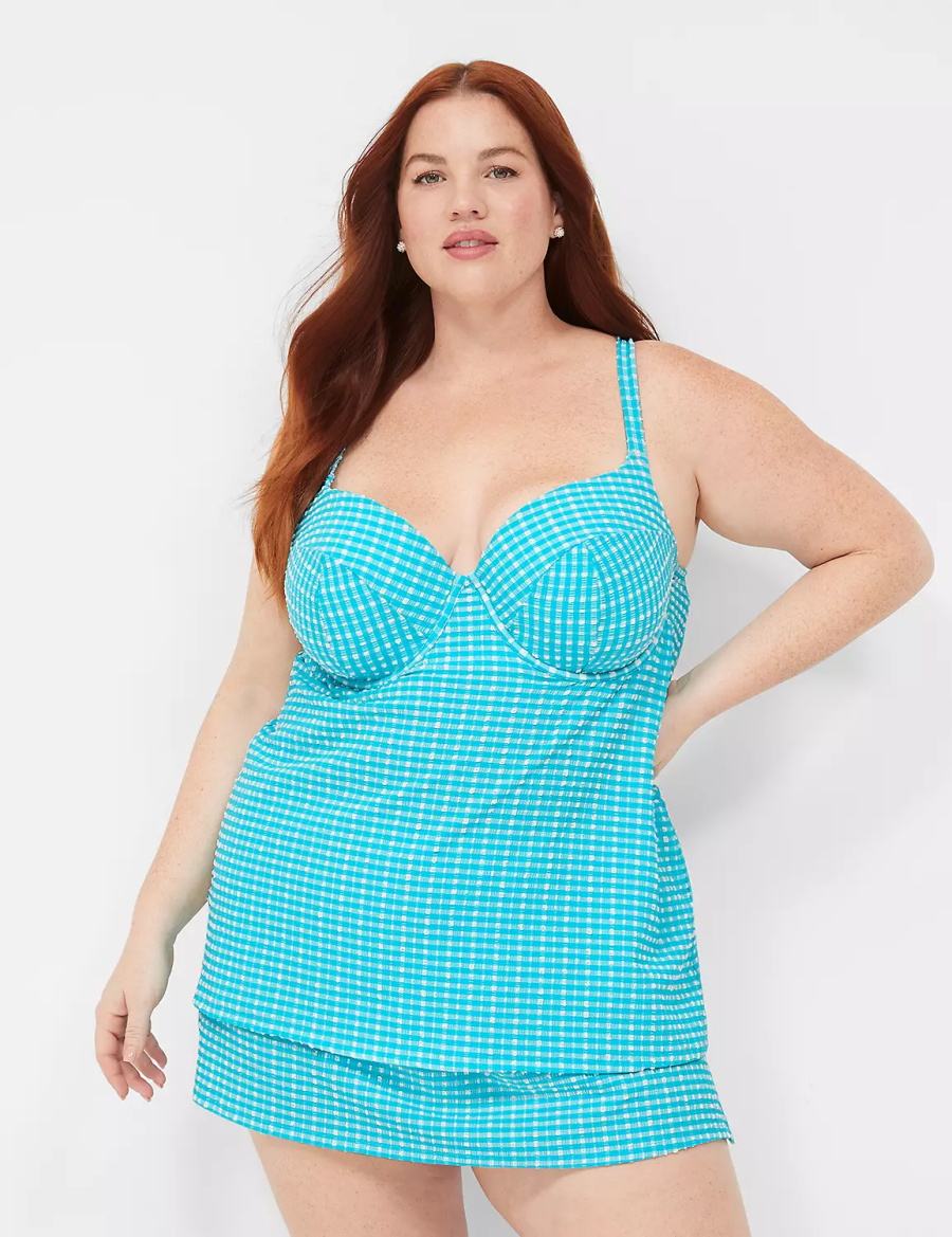 φουστεσ γυναικεια Lane Bryant Side Slit Swim μπλε ασπρα | CMX2676QH