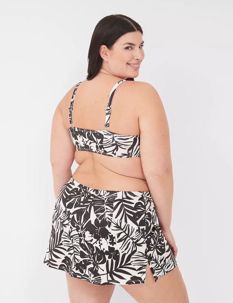 φουστεσ γυναικεια Lane Bryant Side Slit Swim ασπρα μαυρα | RWY9032XQ