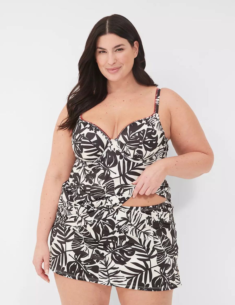 φουστεσ γυναικεια Lane Bryant Side Slit Swim ασπρα μαυρα | RWY9032XQ