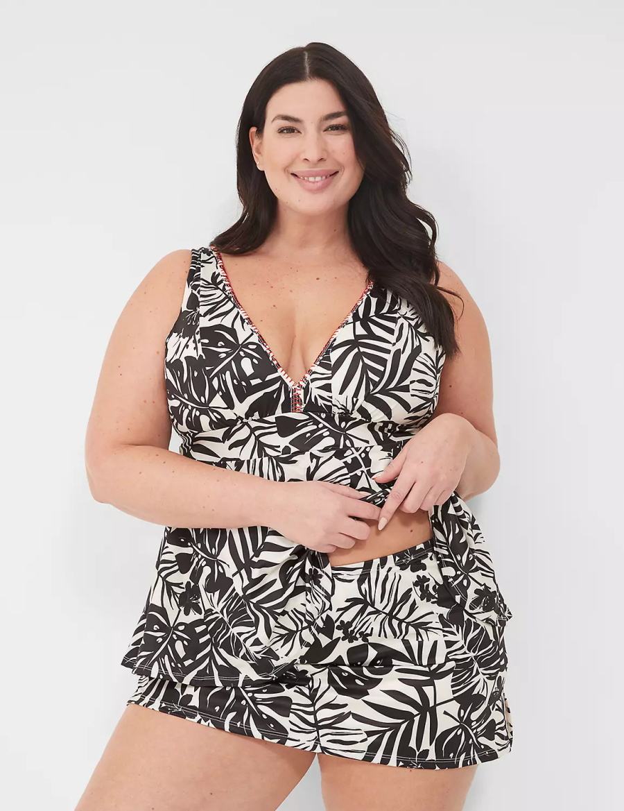 φουστεσ γυναικεια Lane Bryant Side Slit Swim ασπρα μαυρα | RWY9032XQ