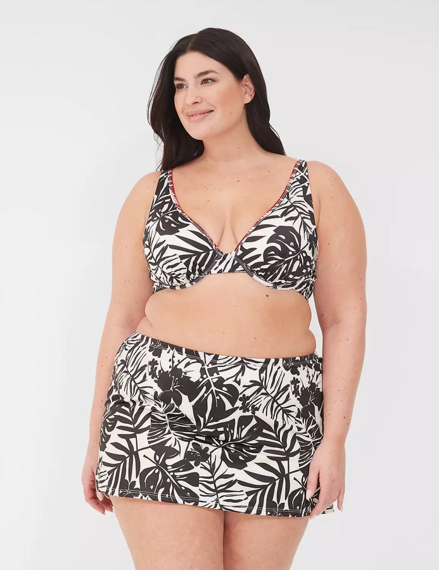 φουστεσ γυναικεια Lane Bryant Side Slit Swim ασπρα μαυρα | RWY9032XQ