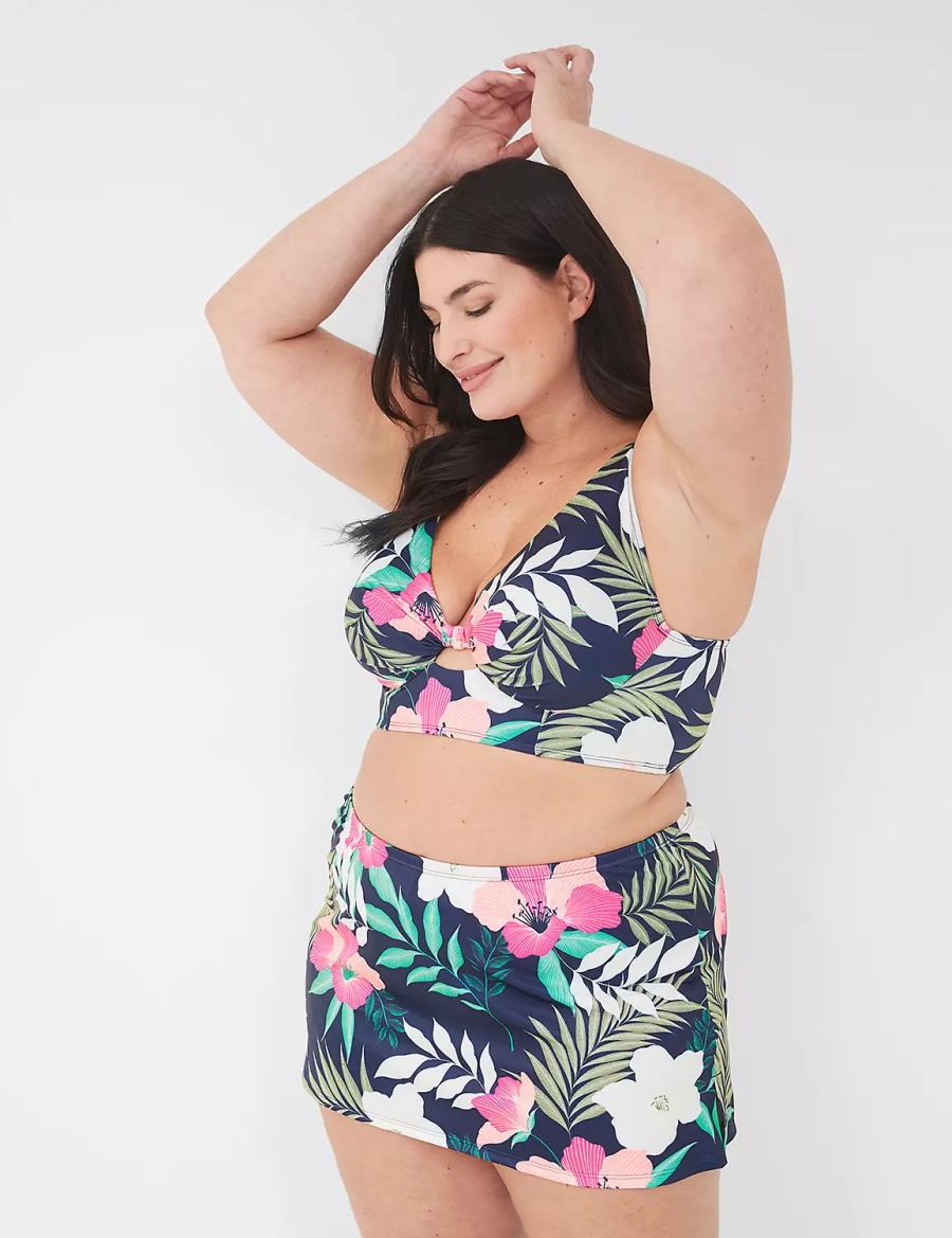 φουστεσ γυναικεια Lane Bryant Side Slit Swim σκουρο μπλε | UIJ6399RB