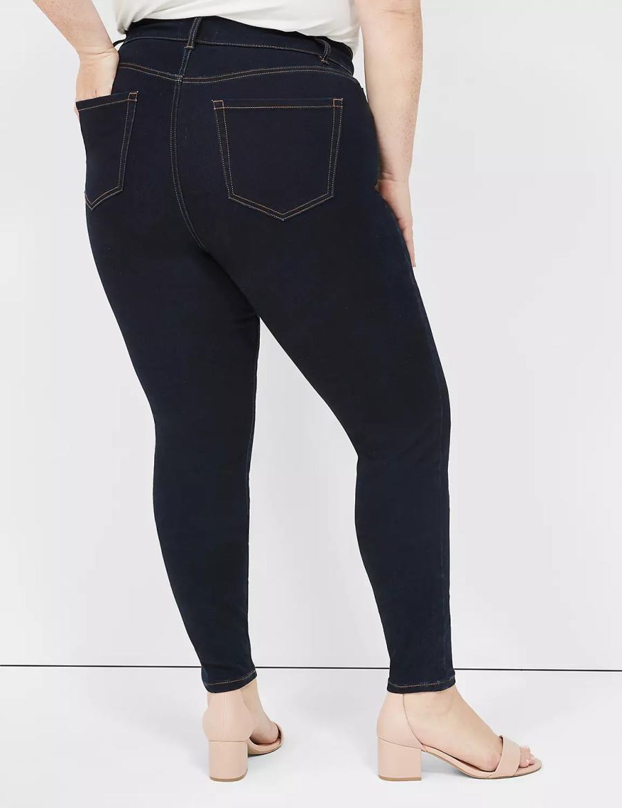 Τζιν γυναικεια Lane Bryant Signature Fit Sateen Skinny σκούρο μπλε | MGZ4495AG