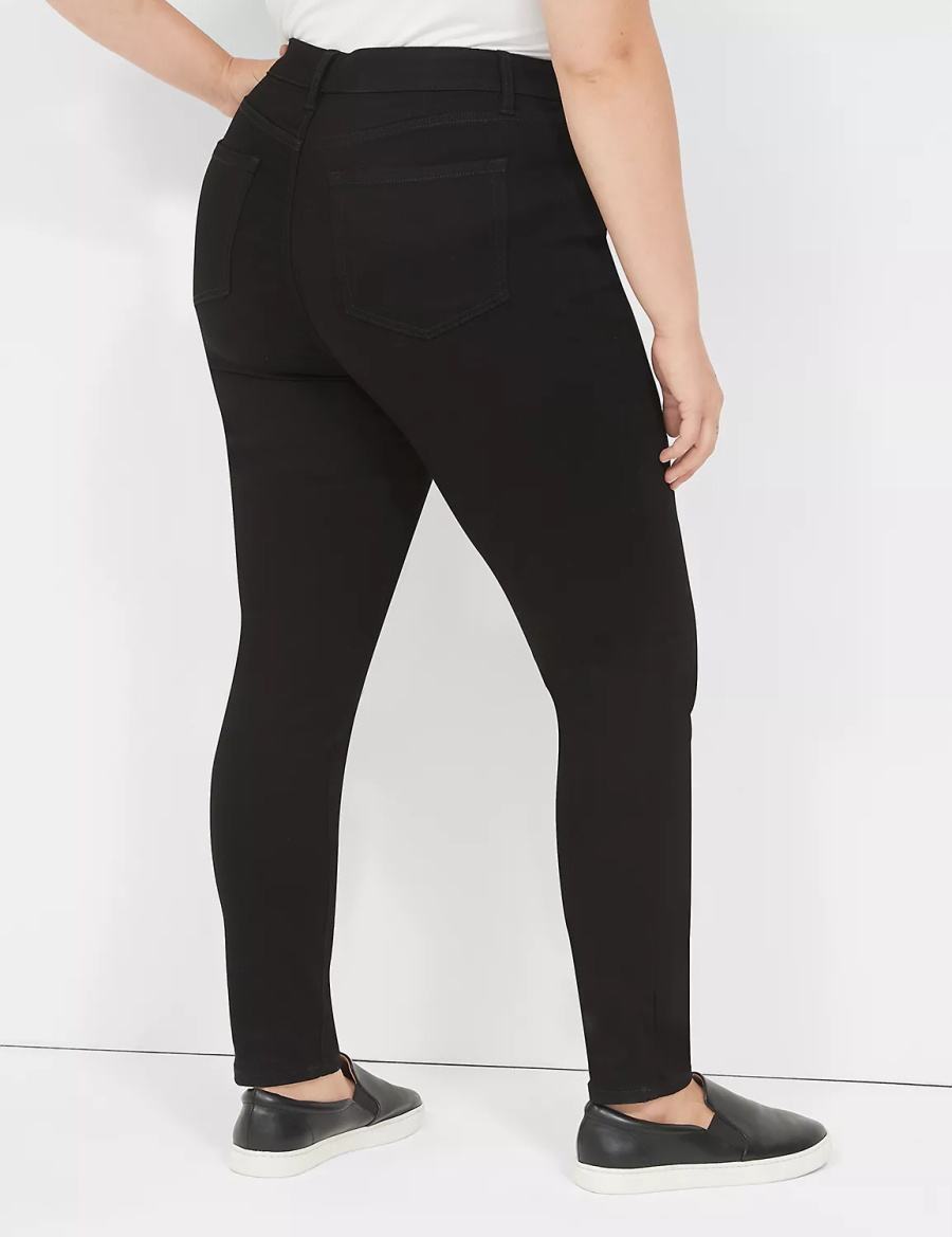 Τζιν γυναικεια Lane Bryant Signature Fit Sateen Skinny μαυρα | ZOS245UG