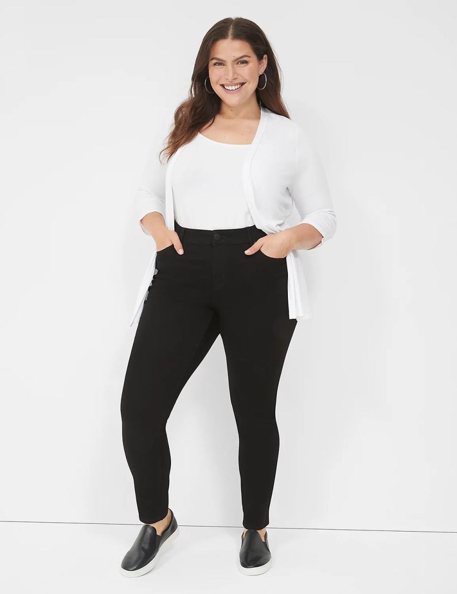 Τζιν γυναικεια Lane Bryant Signature Fit Sateen Skinny μαυρα | ZOS245UG