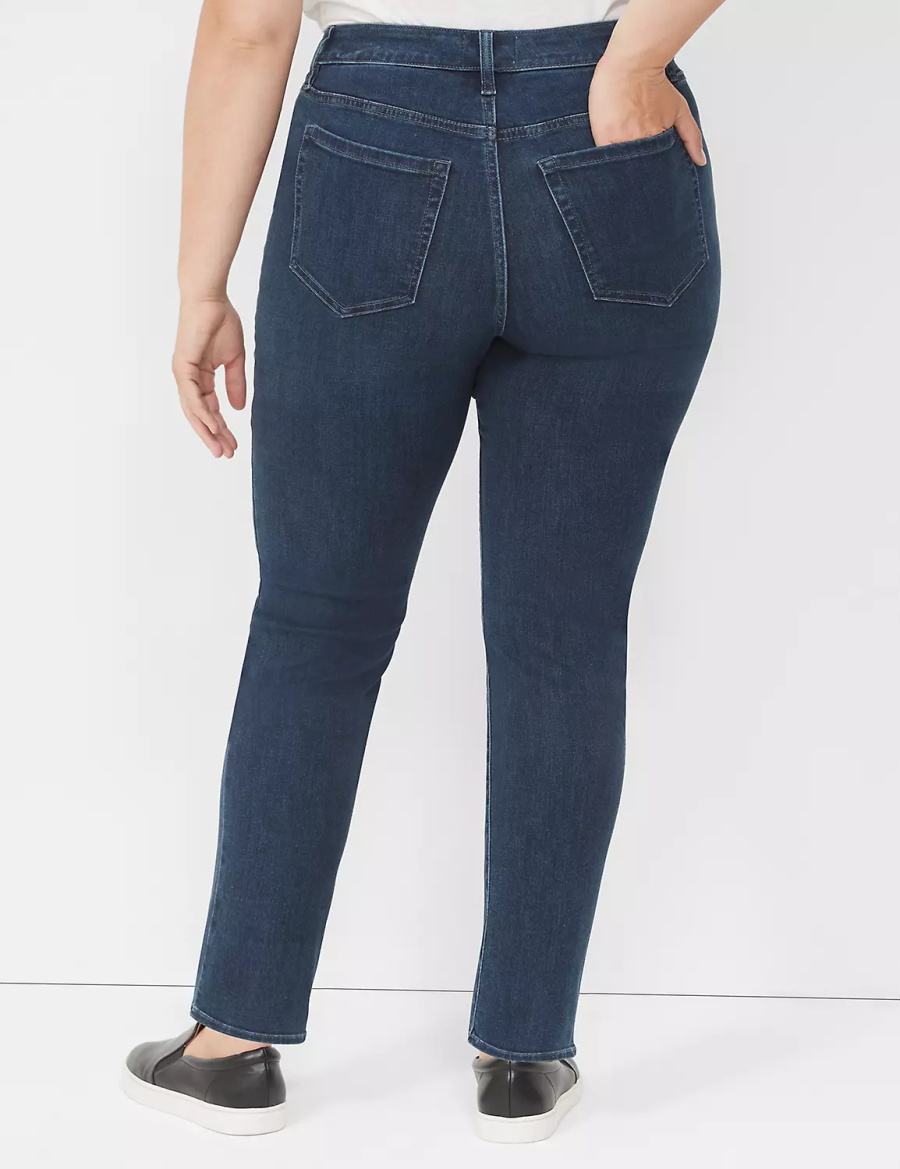 Τζιν γυναικεια Lane Bryant Signature Fit Straight - Everyday Dark Wash σκούρο μπλε | LZM663ZL