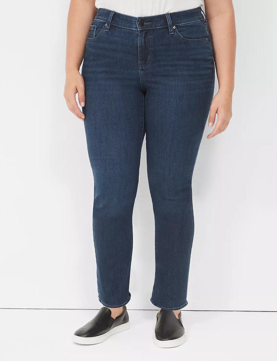 Τζιν γυναικεια Lane Bryant Signature Fit Straight - Everyday Dark Wash σκούρο μπλε | LZM663ZL