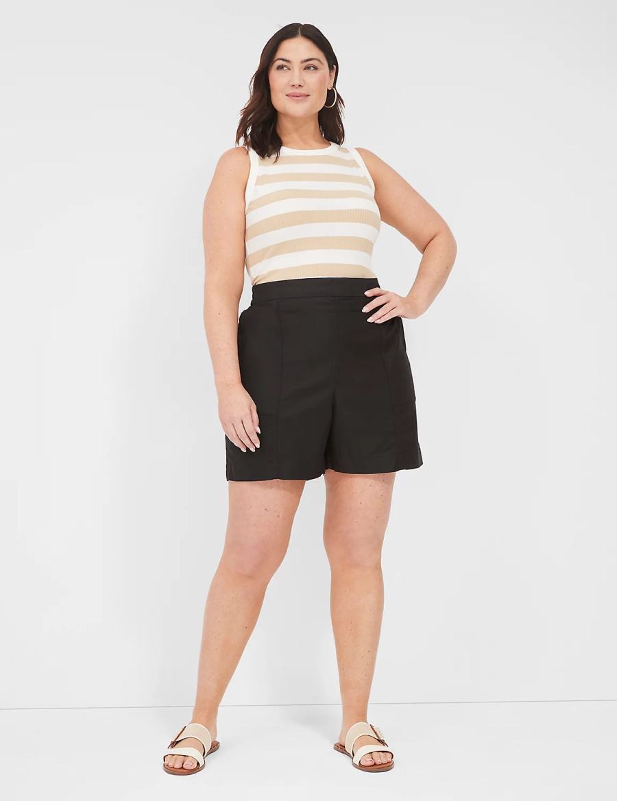 Σορτσ γυναικεια Lane Bryant Slub Pull-On μαυρα | KTE8382OR