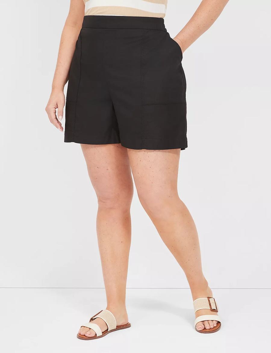 Σορτσ γυναικεια Lane Bryant Slub Pull-On μαυρα | KTE8382OR