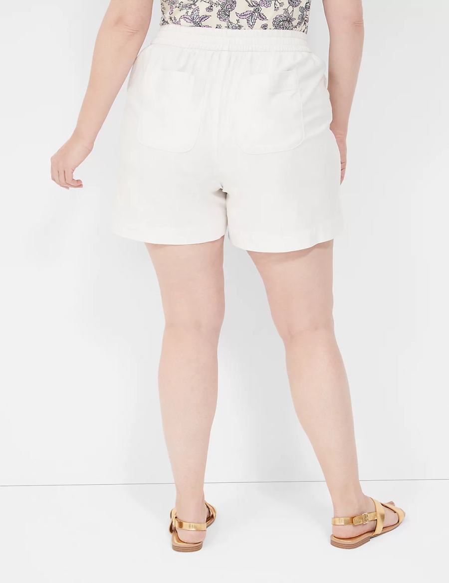 Σορτσ γυναικεια Lane Bryant Slub Pull-On ασπρα ροζ | RGO717WC