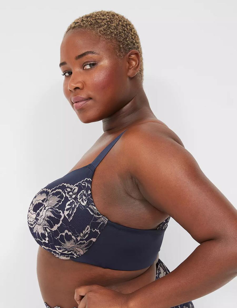 Μπραλέτες γυναικεια Lane Bryant Smooth Lightly Lined Full Coverage With Lace μπλε | OAB9612XY