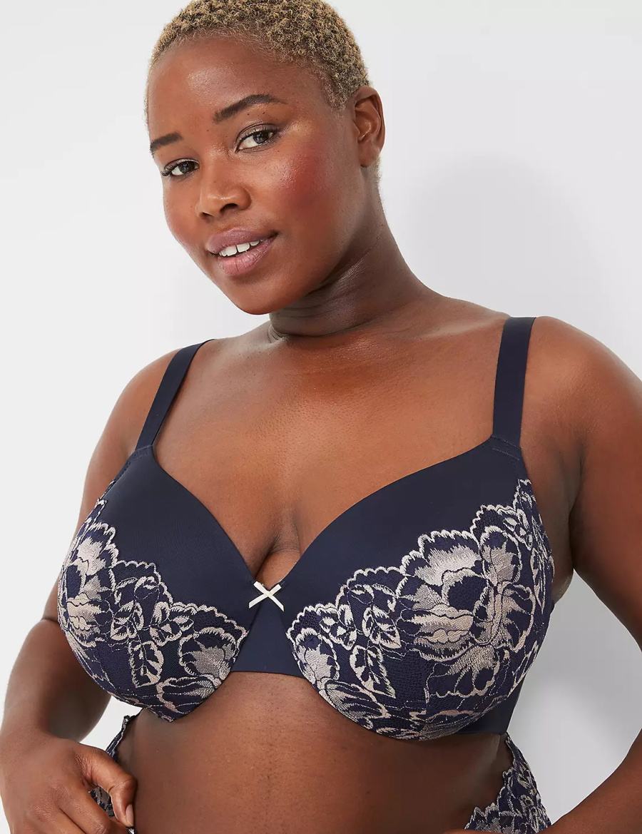 Μπραλέτες γυναικεια Lane Bryant Smooth Lightly Lined Full Coverage With Lace μπλε | OAB9612XY