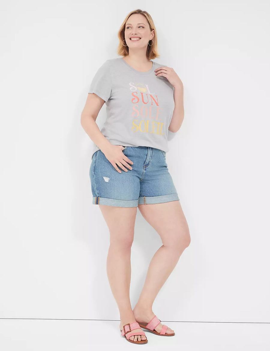 μπλουζακια γυναικεια Lane Bryant Sol Sun Graphic Tee γκρι | AFQ7976NO