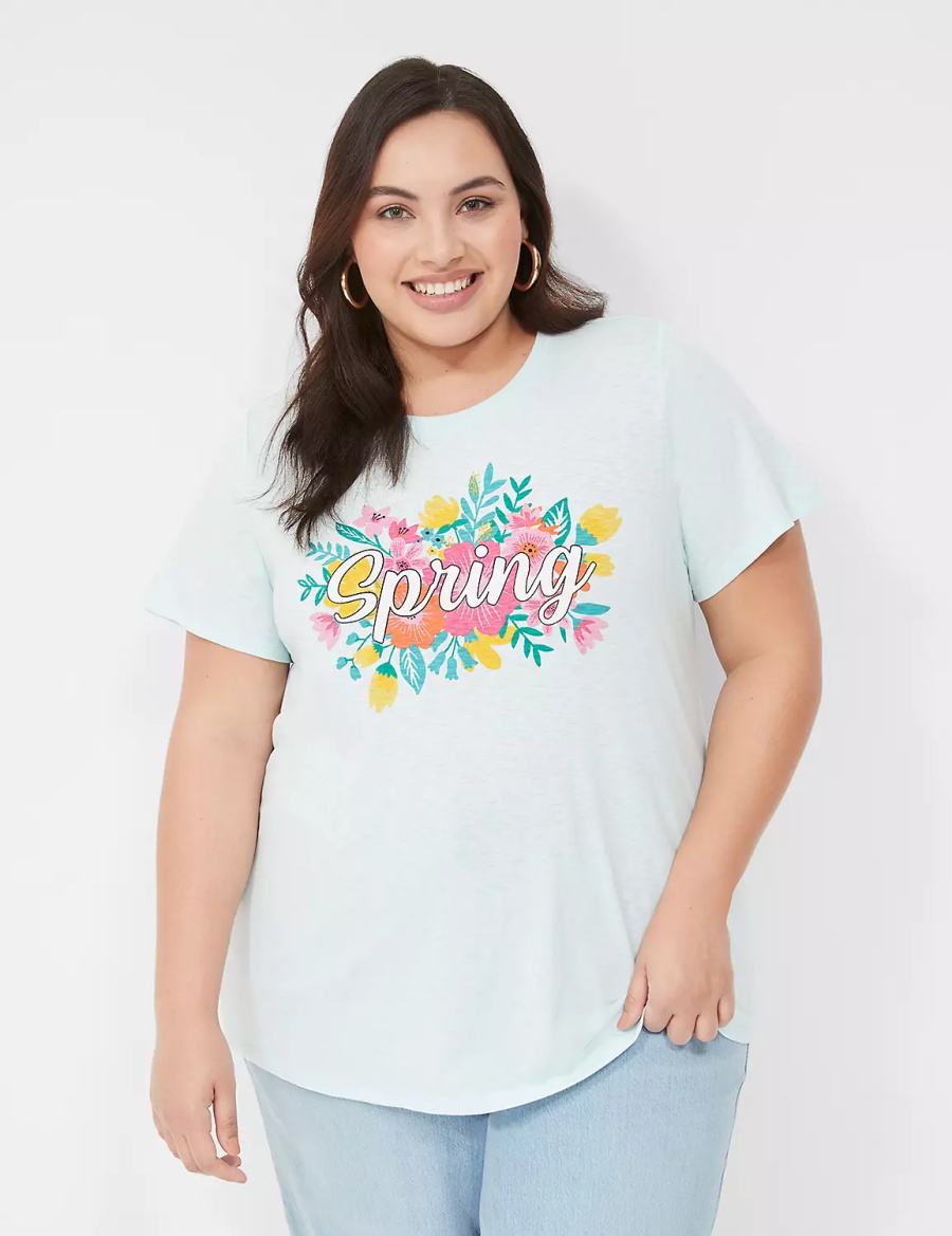 μπλουζακια γυναικεια Lane Bryant Spring Graphic Tee μπλε | YKO9515OF