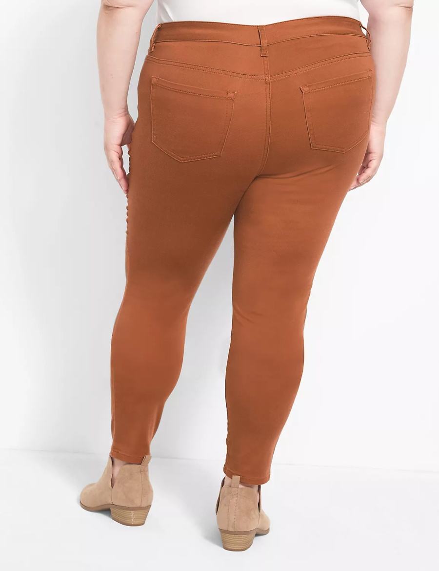 Παντελονι γυναικεια Lane Bryant Straight Fit 5-Pocket Sateen Skinny καφε | SEK388BH