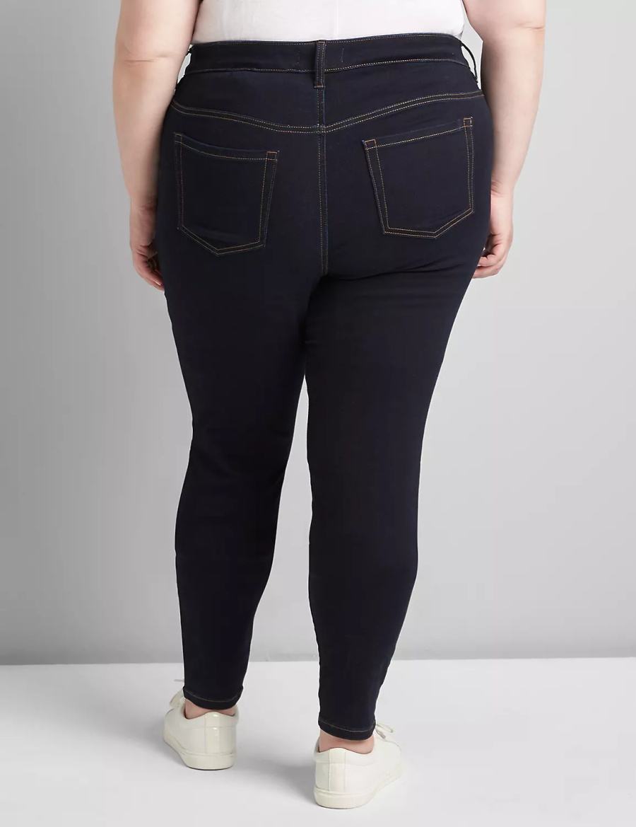 Τζιν γυναικεια Lane Bryant Straight Fit High-Rise Sateen Skinny σκούρο μπλε | SKZ7296JX